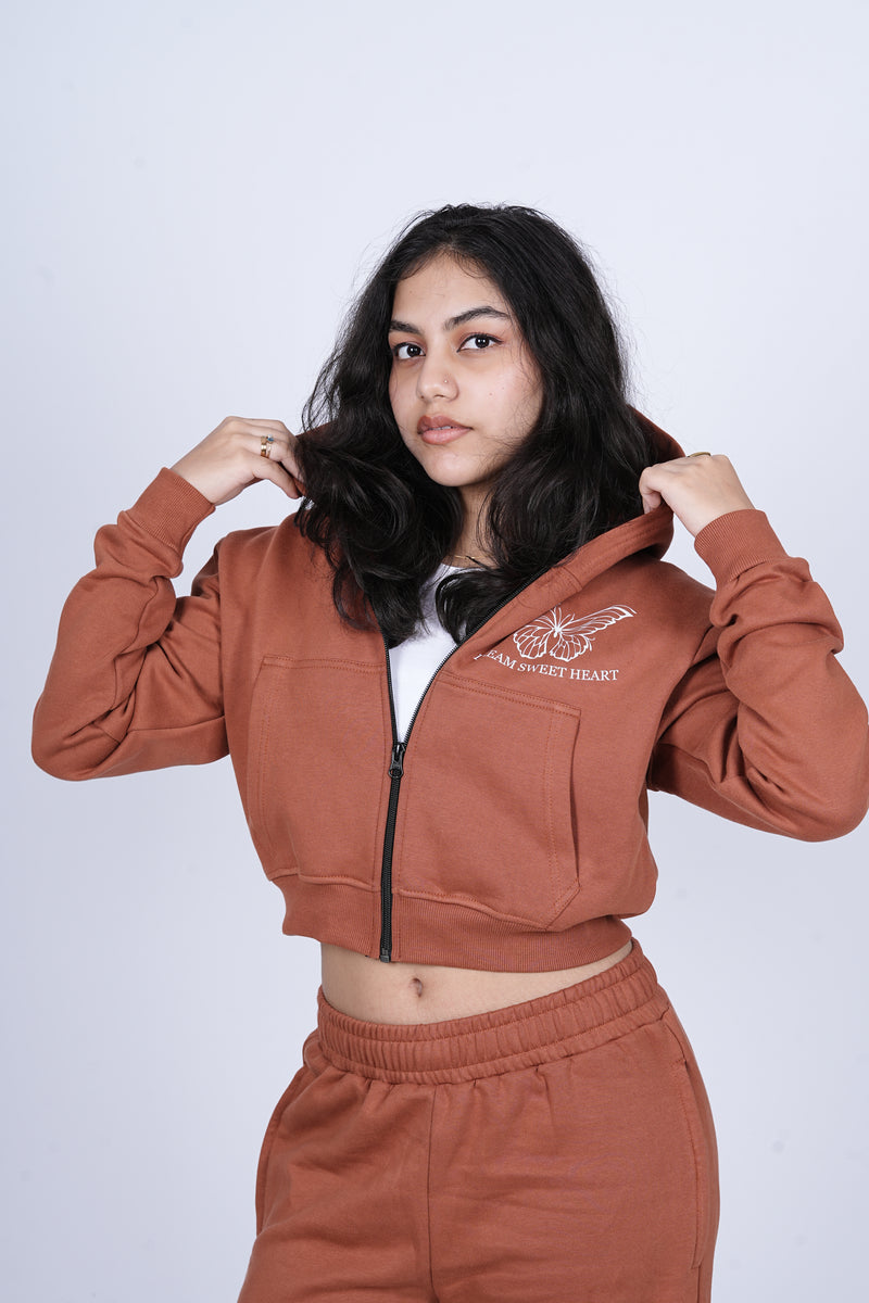 Honey Brown Short Hoodie