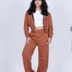 Trousers (Brown) - Regular Fit Trousers with Zipped Pockets