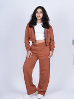 Trousers (Brown) - Regular Fit Trousers with Zipped Pockets