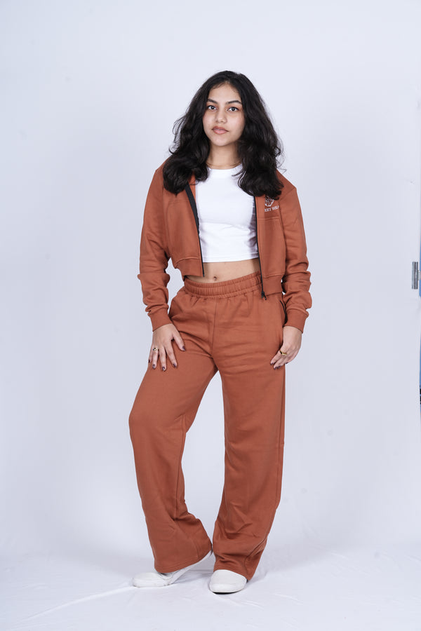 Trousers (Brown) - Regular Fit Trousers with Zipped Pockets