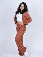 Trousers (Brown) - Regular Fit Trousers with Zipped Pockets