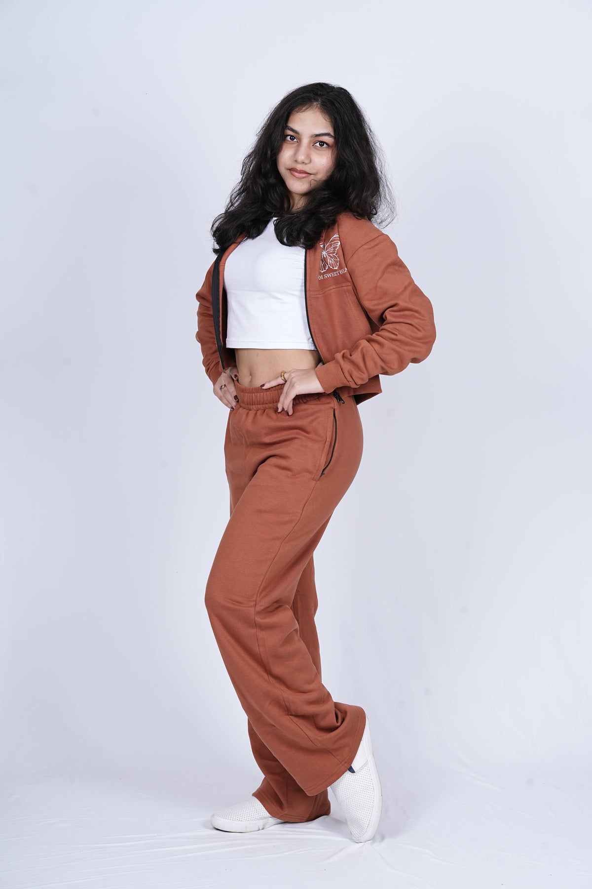 Trousers (Brown) - Regular Fit Trousers with Zipped Pockets