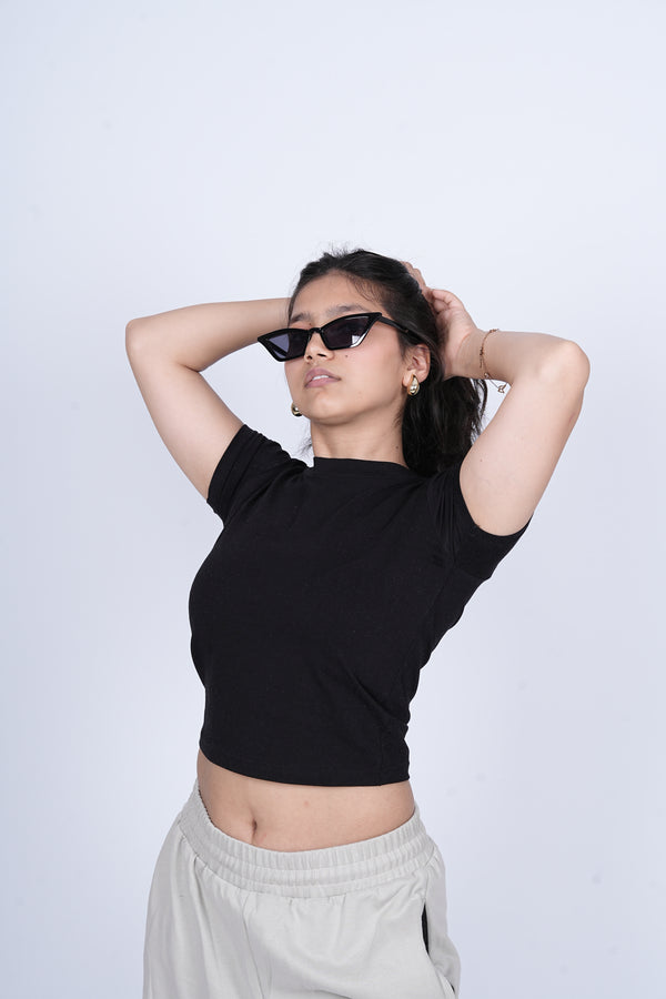 Baby Tee (Black)- streetwear essential for bold, independent women.