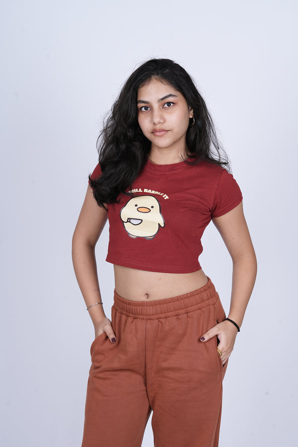 Baby Tee (Light Brown)- streetwear essential for bold, independent women.