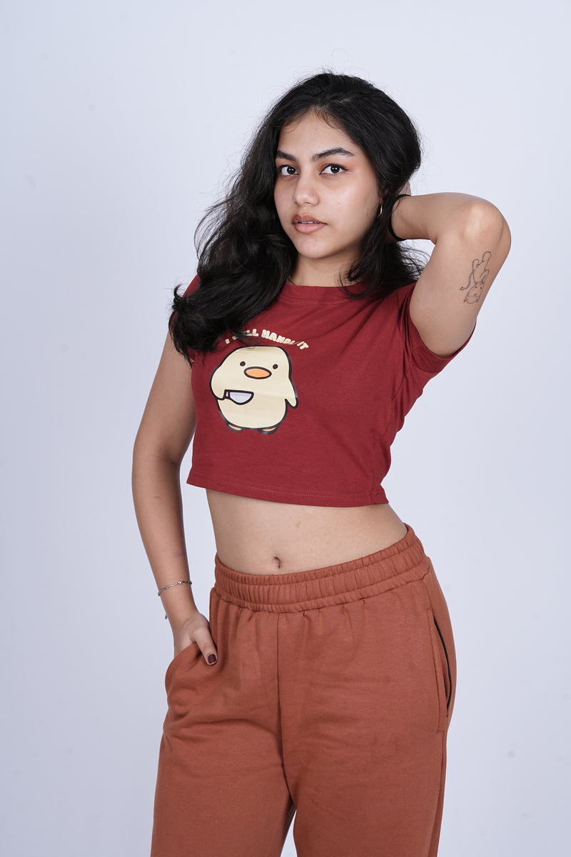 Round Neck Crop Tee - Empower Your Look with Premium Cotton Streetwear - Red
