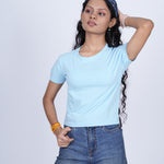 Baby Tee (Blue)- streetwear essential for bold, independent women.