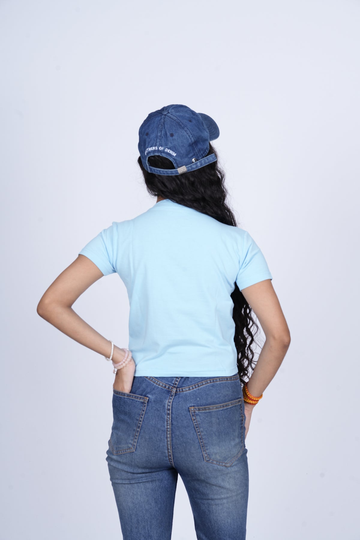 Baby Tee (Blue)- streetwear essential for bold, independent women.