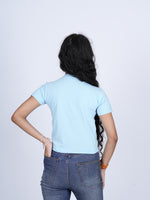 Baby Tee (Blue)- streetwear essential for bold, independent women.