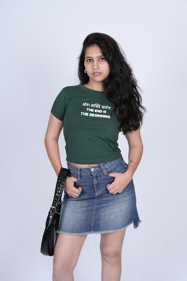 Baby Tee (Green)- streetwear essential for bold, independent women.